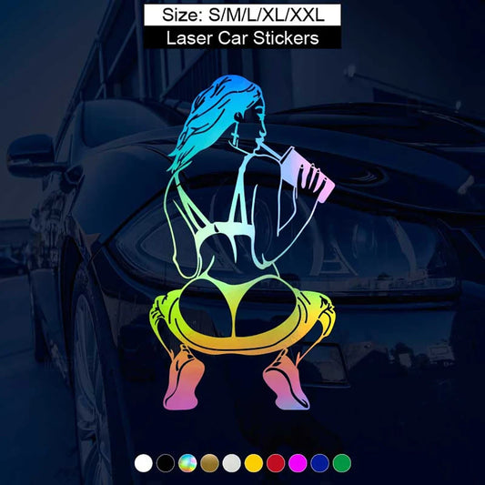 Drinking Attractive Girl Stickers Waterproof Vinyl Decal