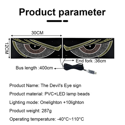 USB Dynamic Devil Eyes Windshield Matrix Panel Screen Truck