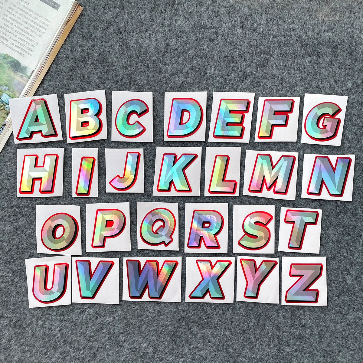 Holographic Gradient Letter Sticker Waterproof Vinyl Decal