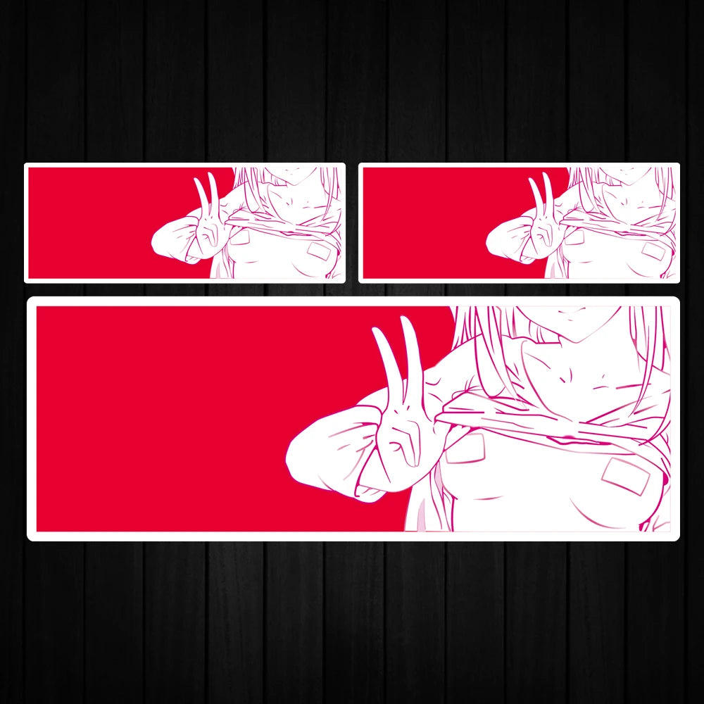 For Honda Toyota 3PCS Lot Reflective Jdm Cartoon Anime Yeah Girl