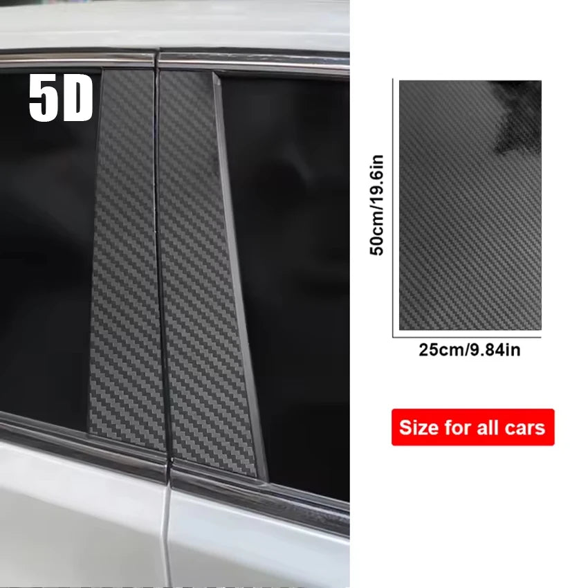 1pair 3D 5D 6D Carbon Fiber B Pillar Sticker