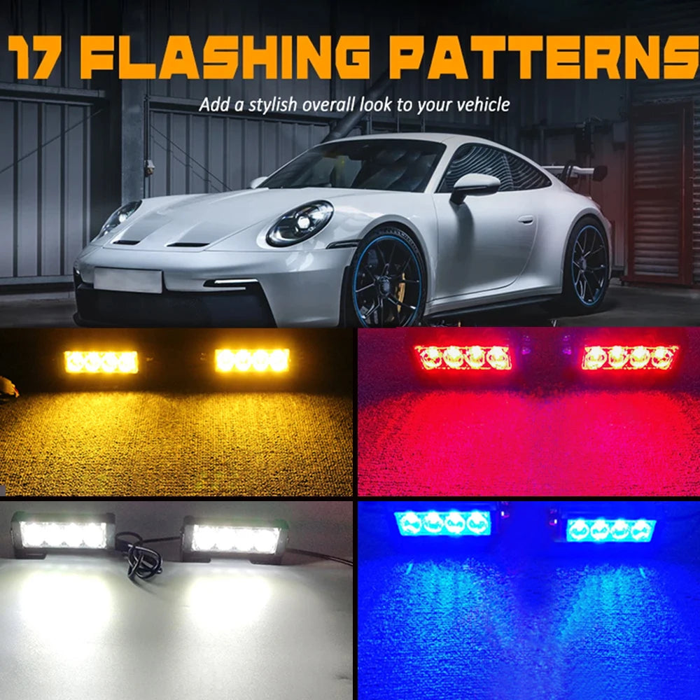 For Motorcycle Vehicle In Strobe Bar 12V Warning Signal Amber