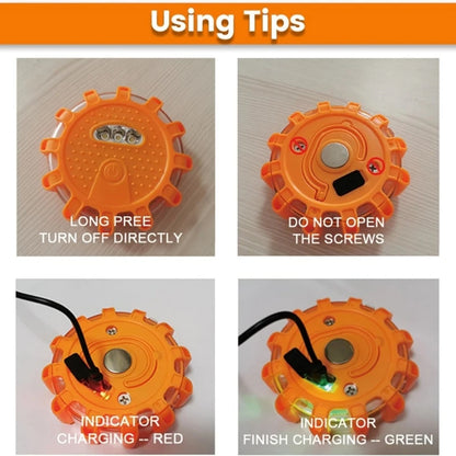 For Vehicles Flashing Flare Beacon Disc Rechargeable Road Flares