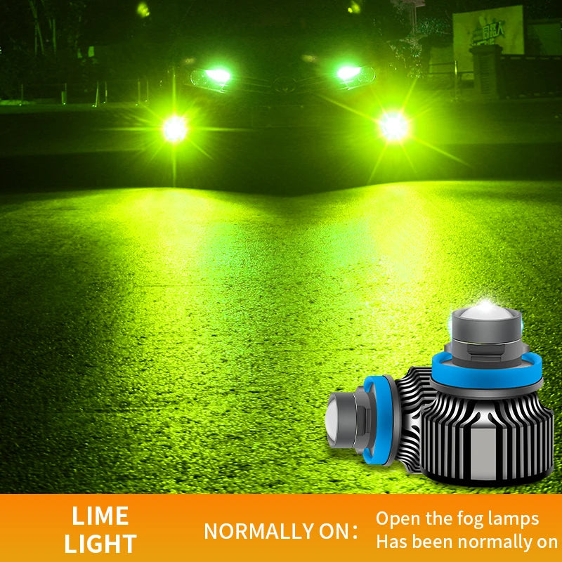 Dual Color Lemon Green Headlight Bulb H11 Laser Lens