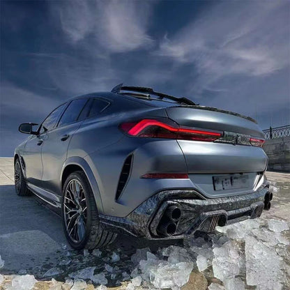 For BMW X6 G06 2019+ Carbon Fiber Rear Bumper Diffuser Splitters