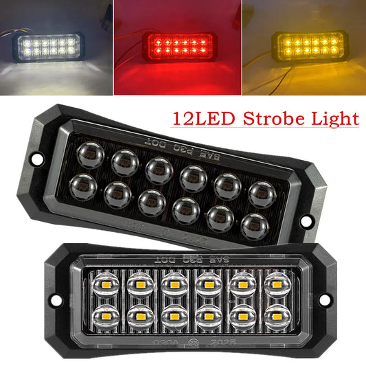 Yellow White Blue Red 12LED Emergency Beacon Warning Hazard