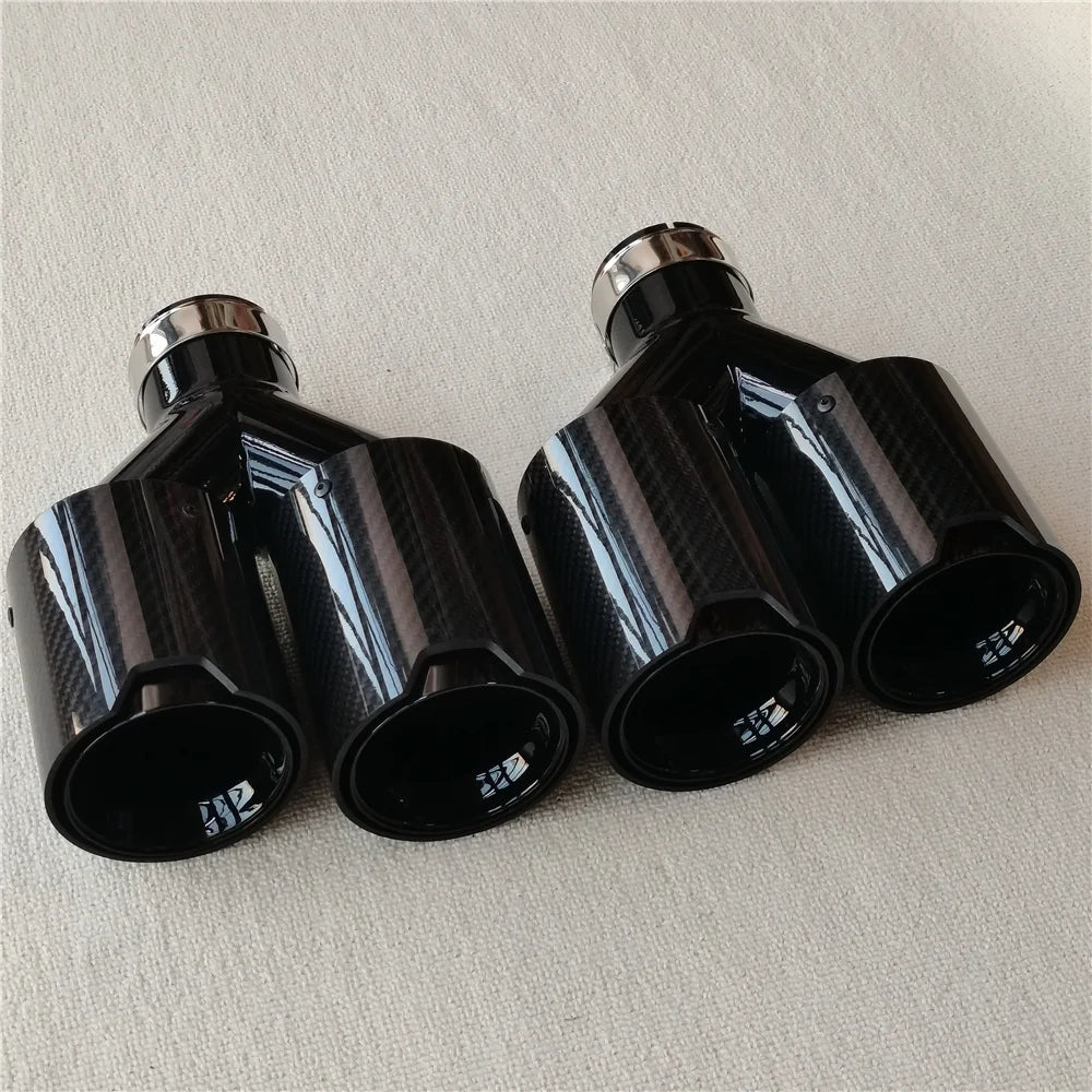 For BMW Series Pair Dual Outlet Glossy Black Carbon Muffler