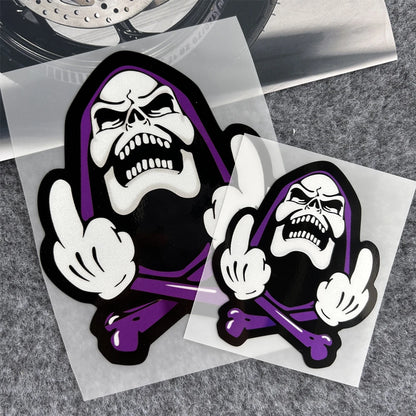 Cartoon Skeleton Gesture Reflective Stickers Motorcycle Electric