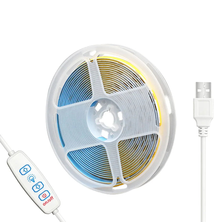 For Tv Mirror Cabinet Light 5V USB Cob Strip 320leds M 3KEY