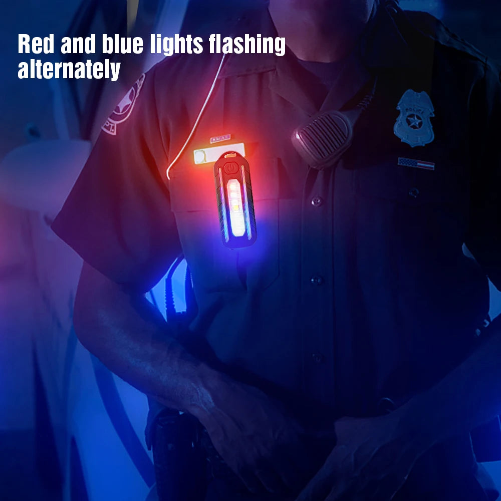 Red Blue Shoulder Clip USB Charging Flashing Warning Safety