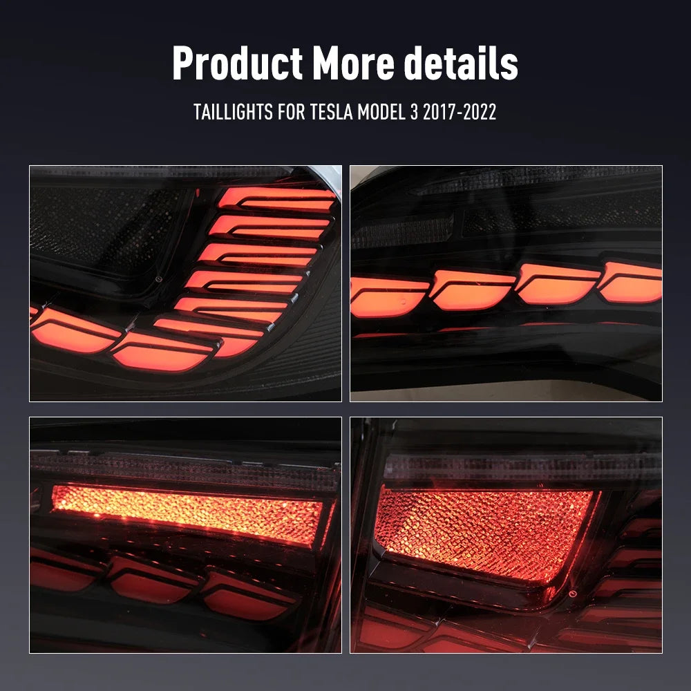 For Tesla Model 3 2017-2022 Drl Pair Tail Reverse Brake Turning