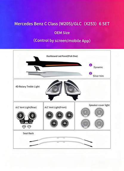 For Mercedes Benz C-Class W205 Glc Color Ambient Kit X253
