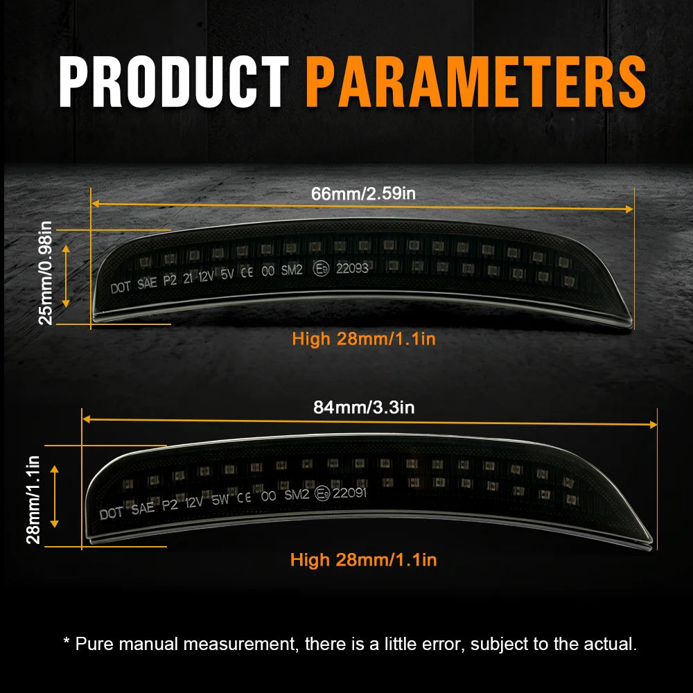 For Dodge Charger 2015-2021 LED Front Rear Bumper Side Marker