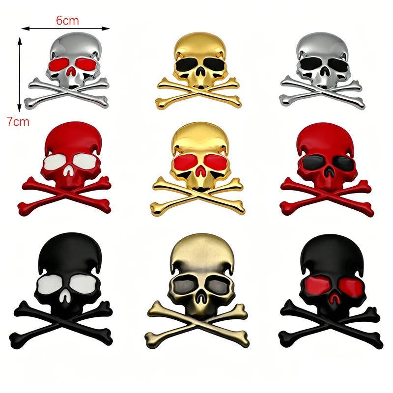 For BMW Jeep Audi Benz 1PCS 3D Metal Funny Skull Emblem Body