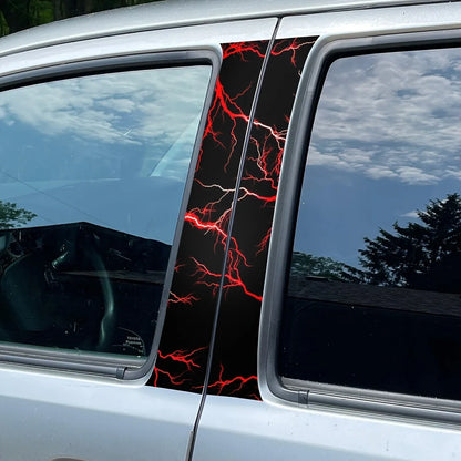 2-piece Red Lightning Decal Set easy-paste b-pillar Sticker
