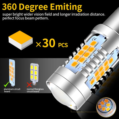 2PCS 30-smd 1156 py21w bau15s Canbus Turn Signal Amber