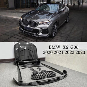 For BMW X6 G06 2020-2023 Carbon Fiber Front Lip Rear Bumper
