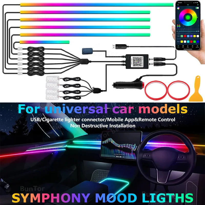 Ambient Colors Acrylic Strips RGB Interior Music Mood Lighting