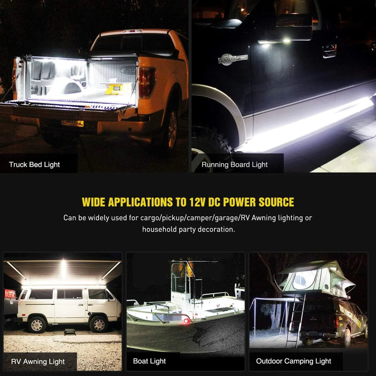 For Pickup Nilight 2PCS Inch 180 Truck Bed Kit Waterproof Cargo