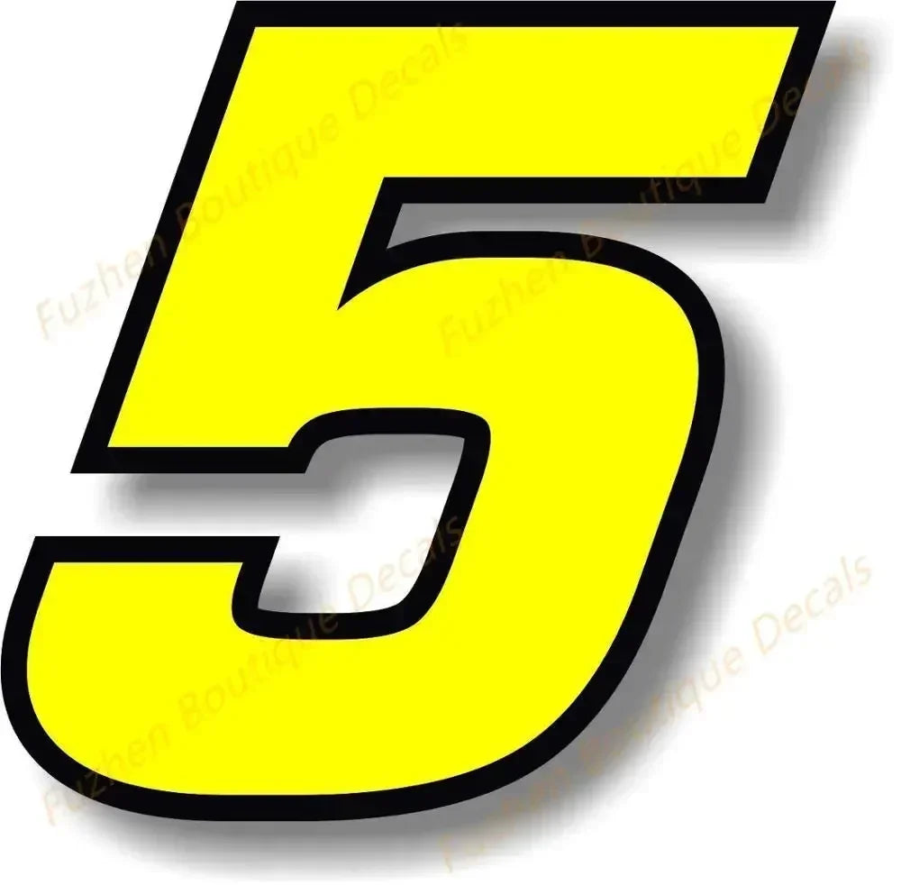 Sticker Boutique Decals Exterior Yellow Race Numbers Black Border