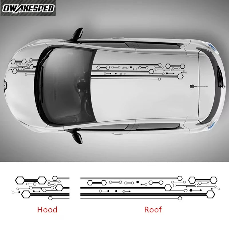 For Renautl Zoe Racing Sport Stripes Hood Roof Tail Decor