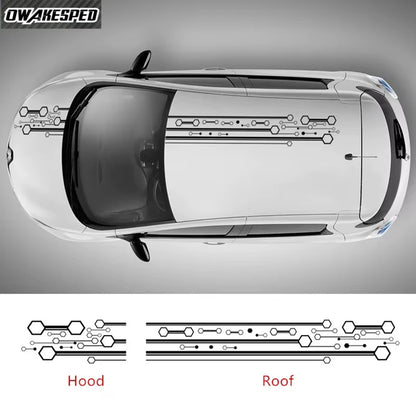 For Renautl Zoe Racing Sport Stripes Hood Roof Tail Decor