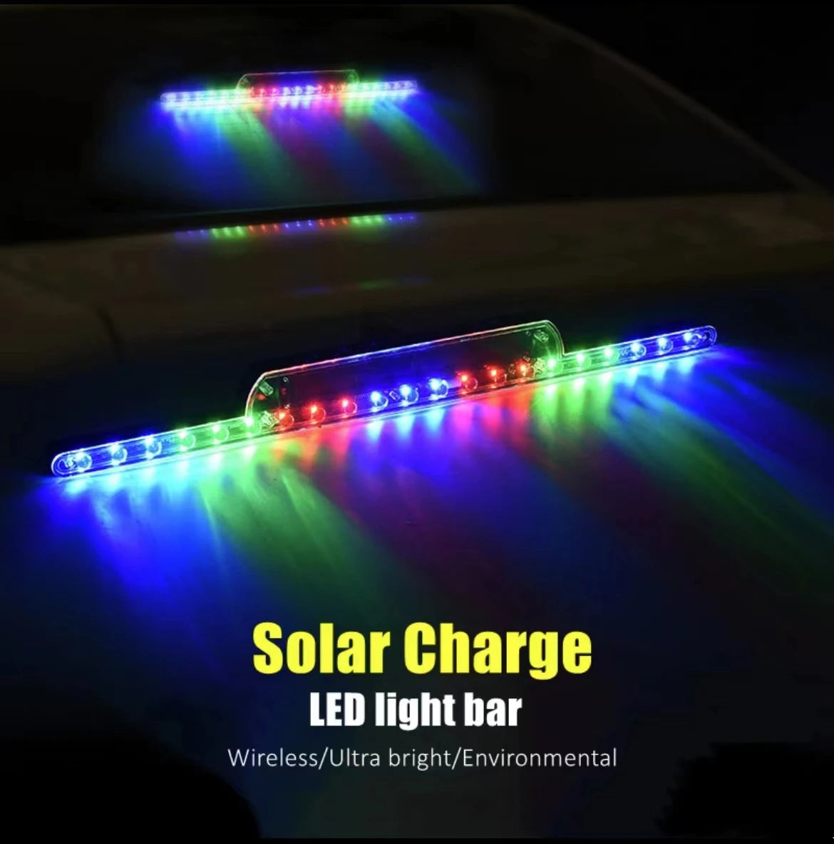 Solar Charge Wireless RGB Bar Decor Anti rear-end Collision