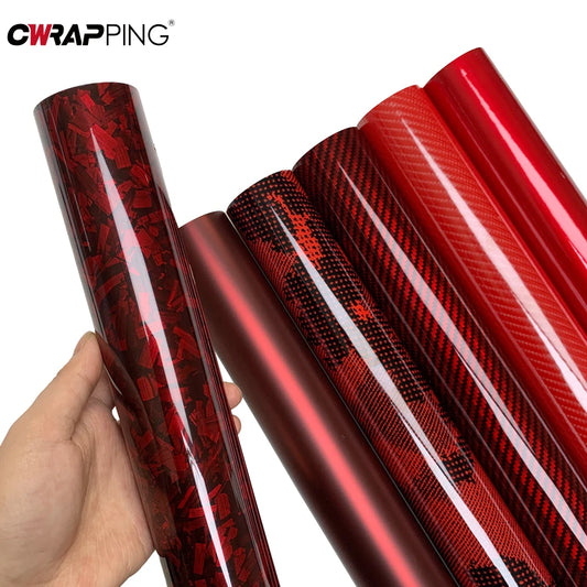Glossy Red Sticker Vinyl Forged Carbon Wrap Color Change