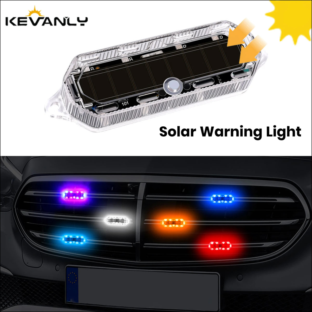 2PCS Solar Flashing Warning Safety By Strobe Adjustable Parking