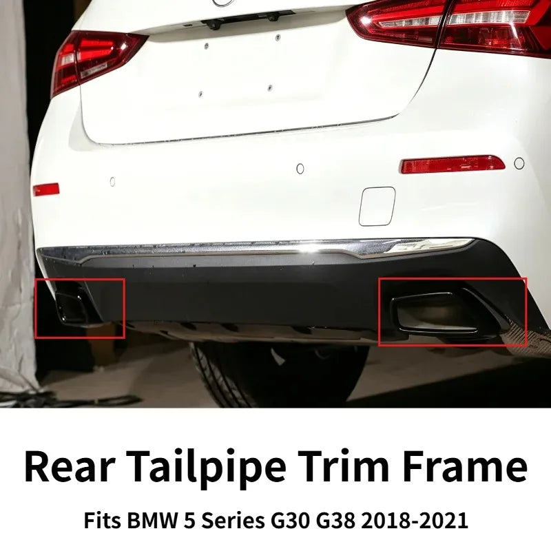 Glossy Black Carbon Fiber Pattern Exhaust Tip Fits BMW