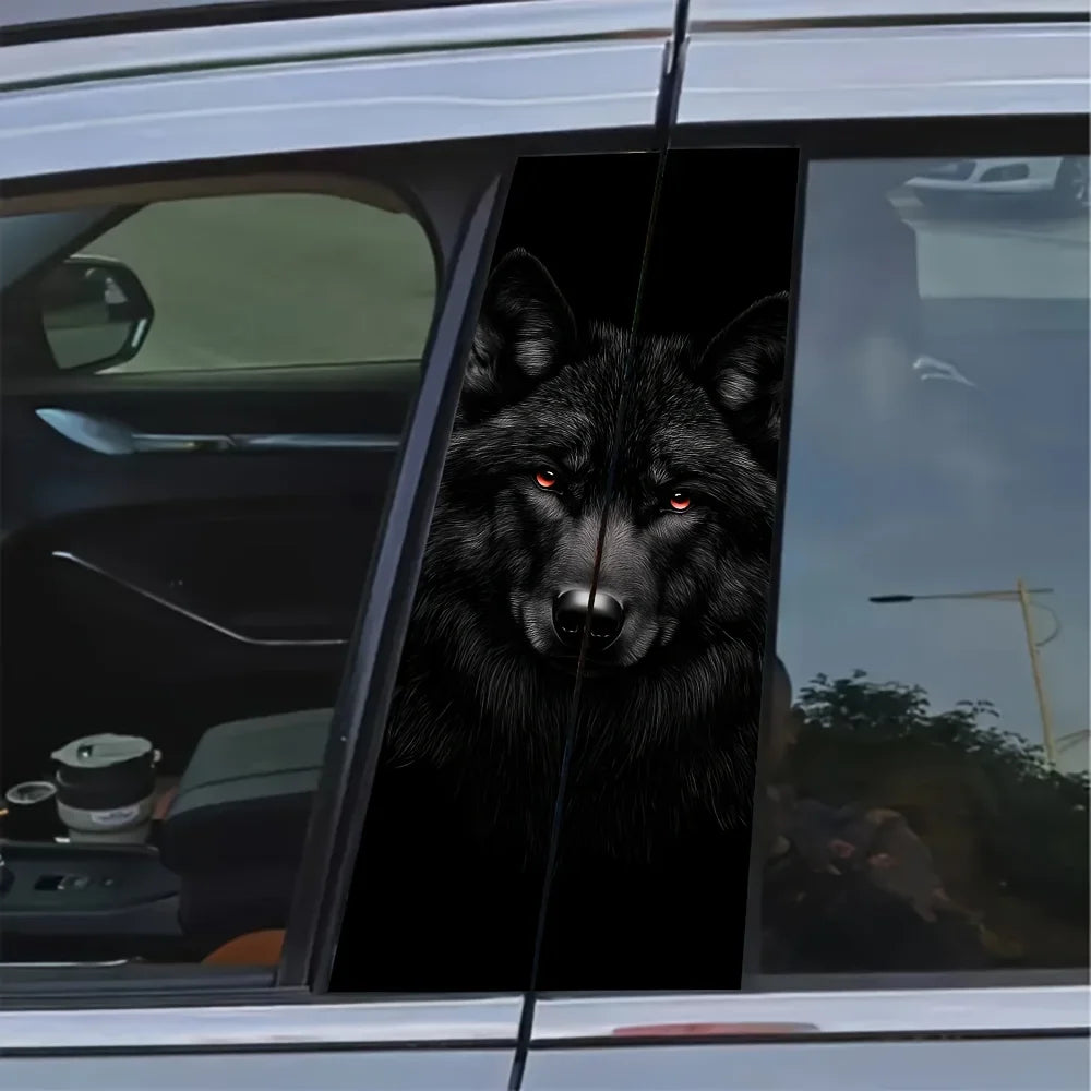 2-piece Strong Wolf Face Vinyl Decal Disposable Exterior Trim