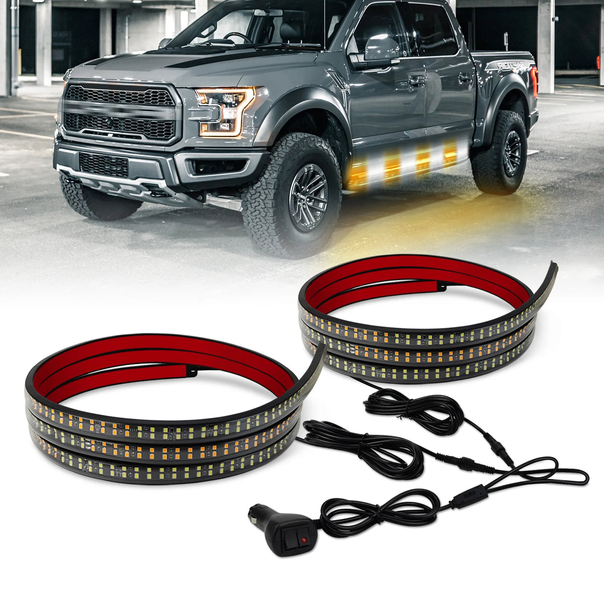 2PC Pedal Inch 720 Emergency Strobe Side Step Strip