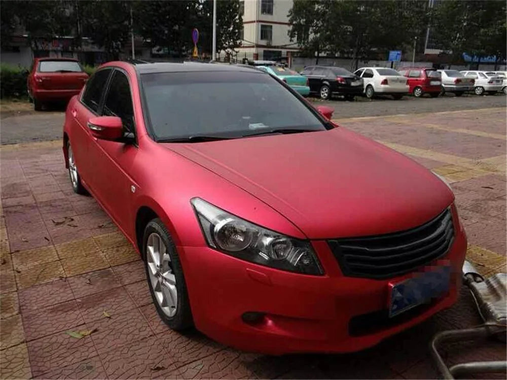 Tuning Red Matte Chrome Metallic Vinyl Wrap Air Release