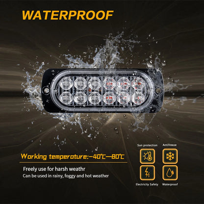 2PCS 12LED Warning Breakdown Emergency Truck Trailer Beacon Side