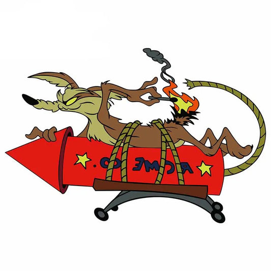 For Wile E Coyote Acme Rocket Design Cartoon Sticker Anime Decal