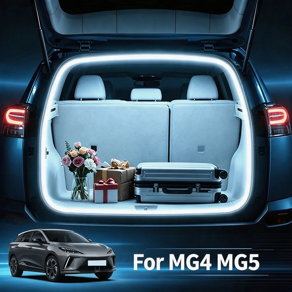Car LED Trunk Light Strip For MG4 MG5 Automatic Luggage Atmosphere Light Rear Magnetic Induction Auto Interior Accessori