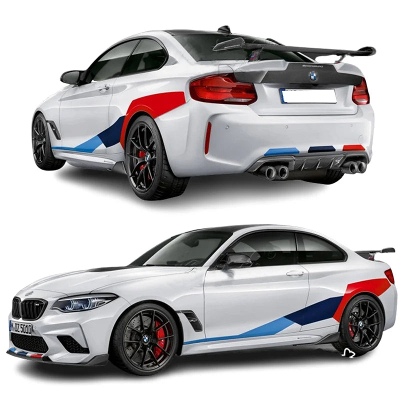For BMW M2 Pair Sport Side Body Skirt Waist Line Stripe Stickers