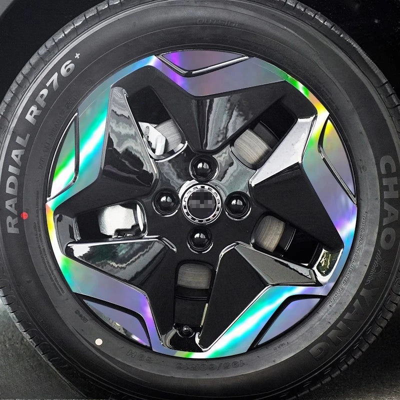 For BYD Dolphin Contour-Cut Wheel Decals Rainbow Laser