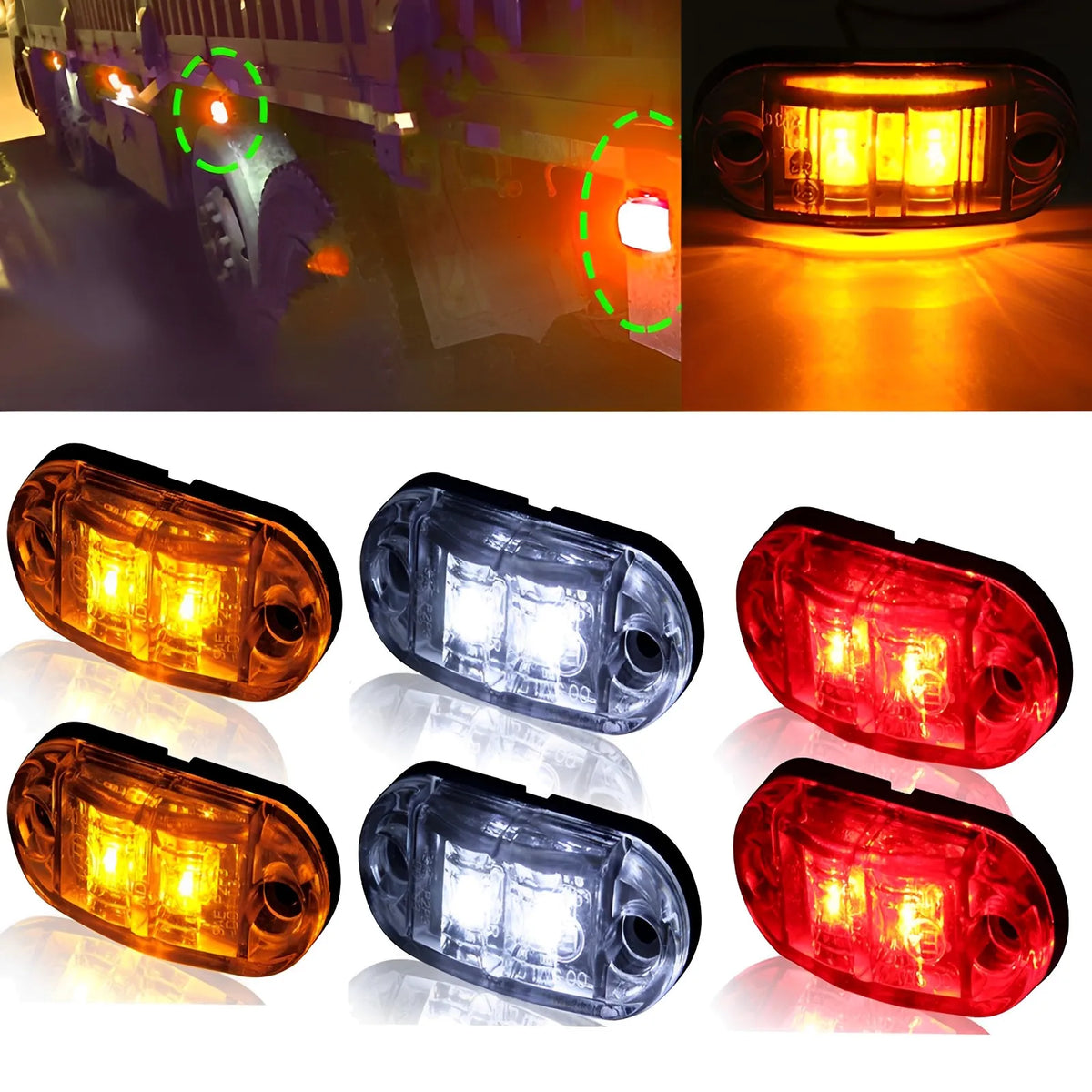 4PCS 12V 24V Side Marker Warning Trailer Trucks Caravan