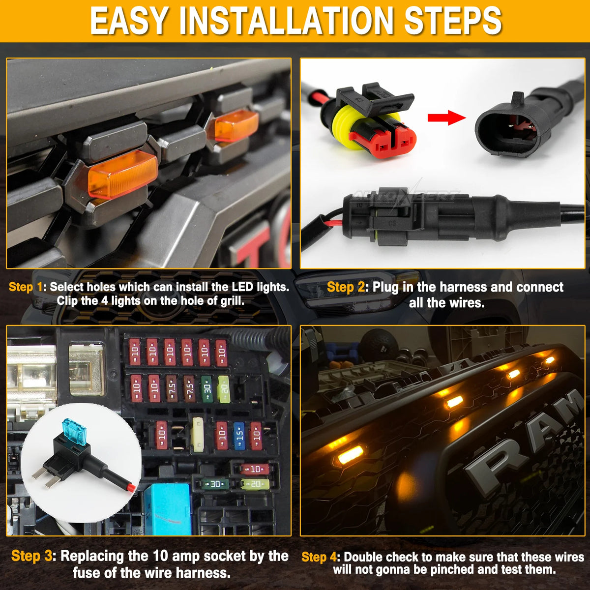 For 2016-up Toyota Tacoma W Trd 4PCS raptor-style Orange Yellow