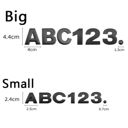 3D Metal Letters Word Alphabet Emblem Decals Numbers Labeling
