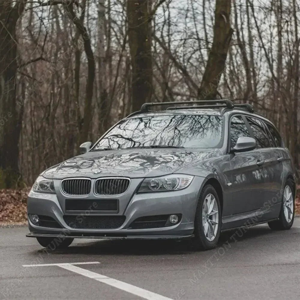For BMW 3 Series E90 E91 3PCS Gloss Black Maxton Front Splitter