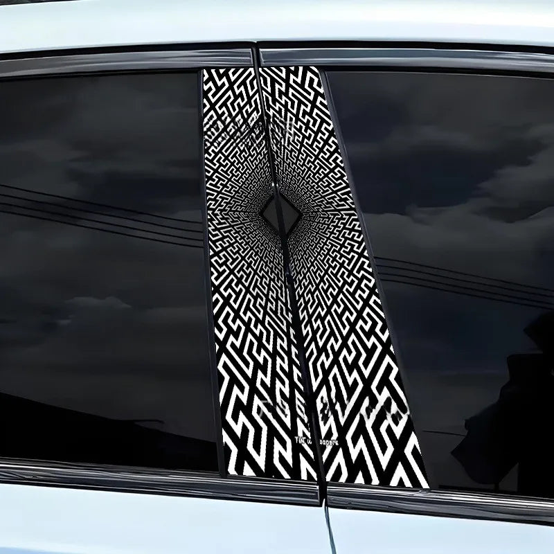 For Honeycomb Pattern B Pillar Sticker Waterproof Sunproof