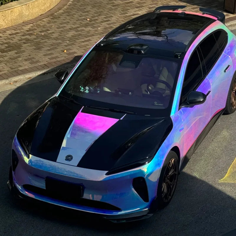 Premium Gloss Colorful Rainbow Holographic Chrome White Vinyl