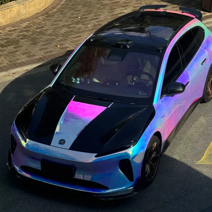 Premium Gloss Colorful Rainbow Holographic Chrome White Vinyl