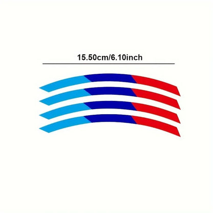 For Wheel Rim Hub Auto Body 4PC Sport Curved Color Strip Vinyl