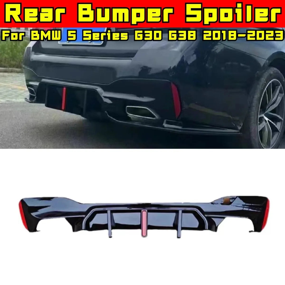 For BMW 5 Series G30 G38 Rear Bumper Spoiler Lip Diffuser