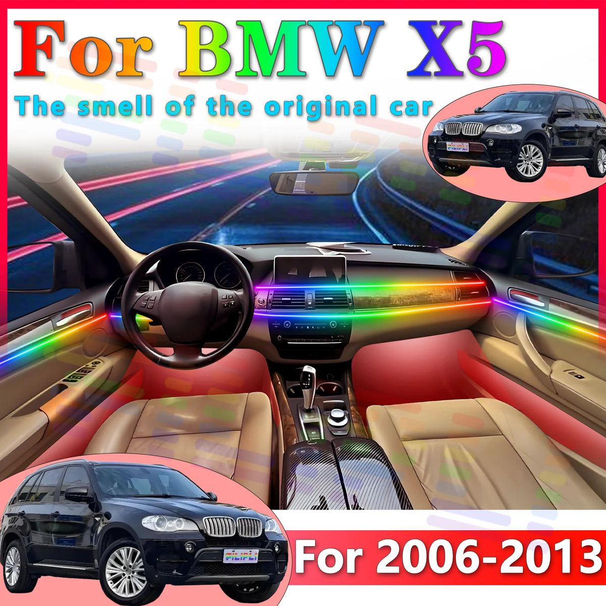 For BMW X5 E70 High-end Invisible Acrylic Interior Ambient RGB