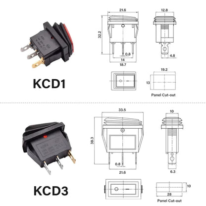kcd1 kcd3 Waterproof 12V 24V 220V Button Switch Rocker