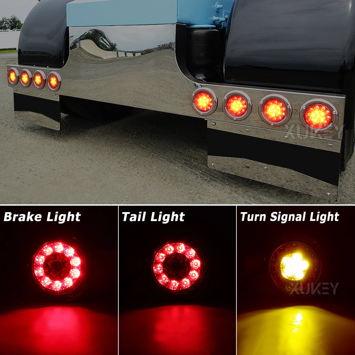 Pair 12V 24V Round Red Amber Tail Brake Rear